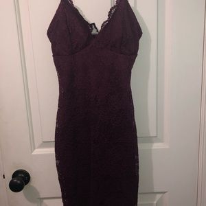 Dark purple lace midi dress spaghetti straps